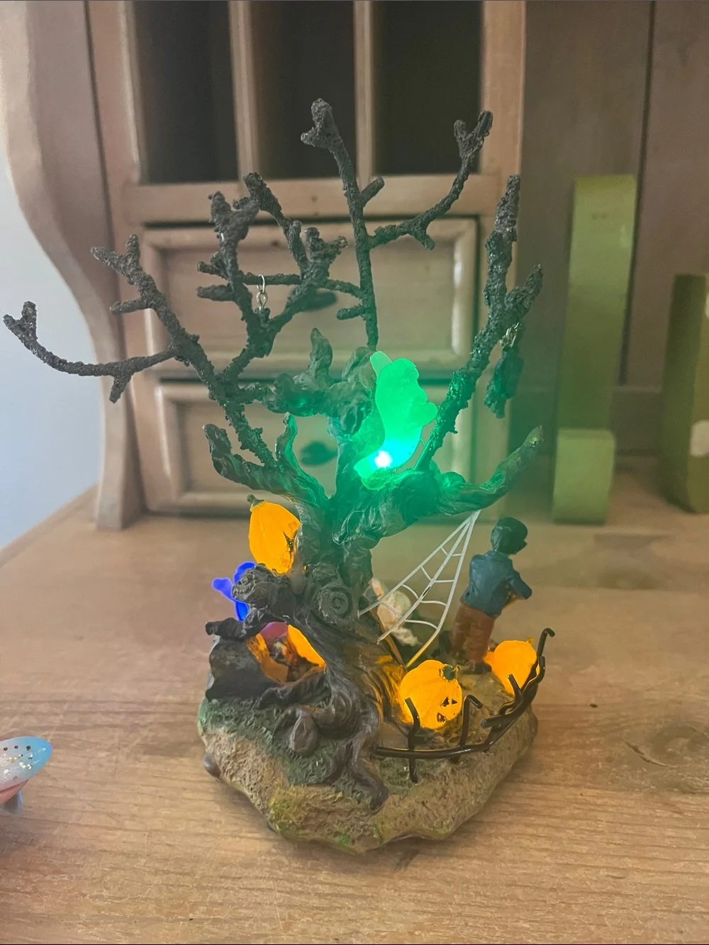 Vintage Target Tabletop Halloween Village Lighted Tree Graveyard Monster Ghost